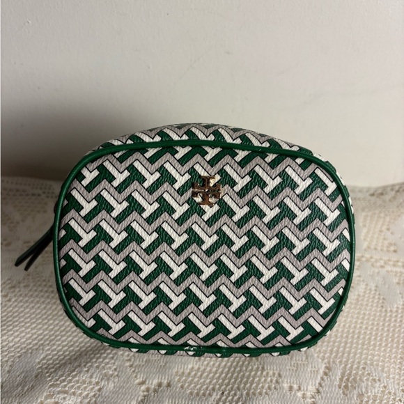 Tory Burch Green, White, & Grey Cosmetic Bag - Picture 1 of 8